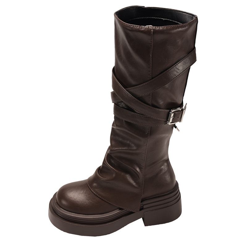 Women's Fashionable Vintage Chunky-Heel Over-the-Knee Boots foto 5