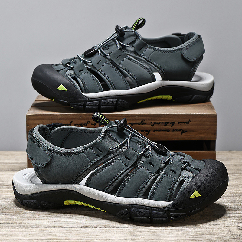 Top Layer Leather Plus Size Men's Beach Sandals foto 2