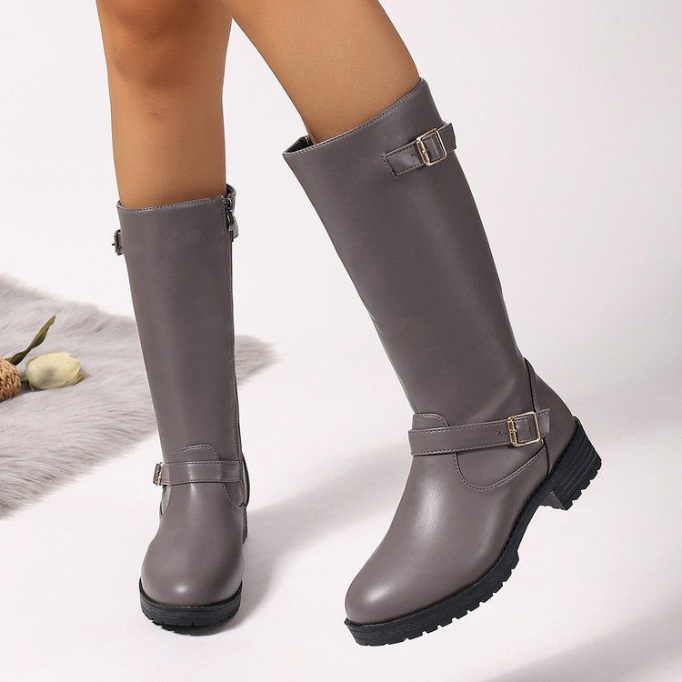 Low-heeled Tall Boots With Zippers foto 5