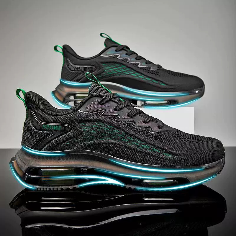 Casual Mesh Breathable Sports Flying Woven Blade Air Cushion Outdoor Running Men's Shoes foto 2