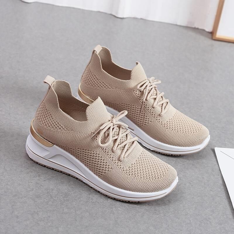 Autumn New Style Wedge Heel Outer Knit Women's Shoes Thick Sole Breathable Casual Shoes foto 4