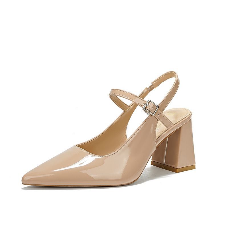 Retro Pointed Toe Women's High Heels Chunky Heel Sandals foto 5