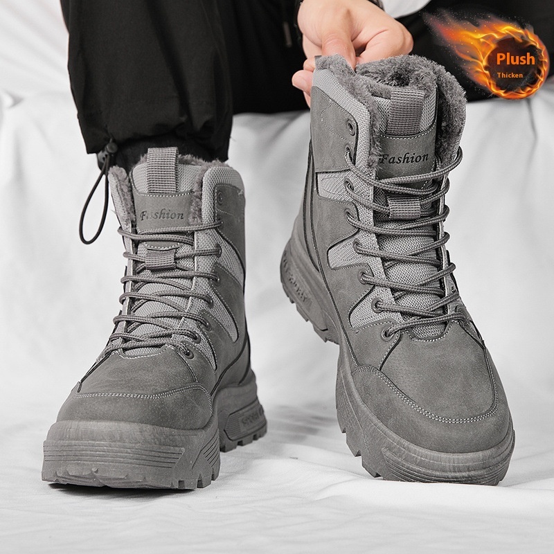 Fur Integrated Fleece-lined Warm High Cotton-padded Shoes Men foto 3