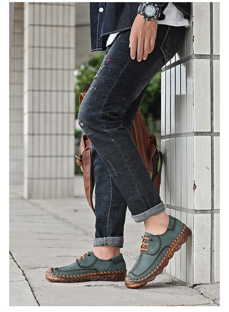 Casual Pumps British Retro Outdoor Soft Surface Hand-stitched Leather Shoes foto 3