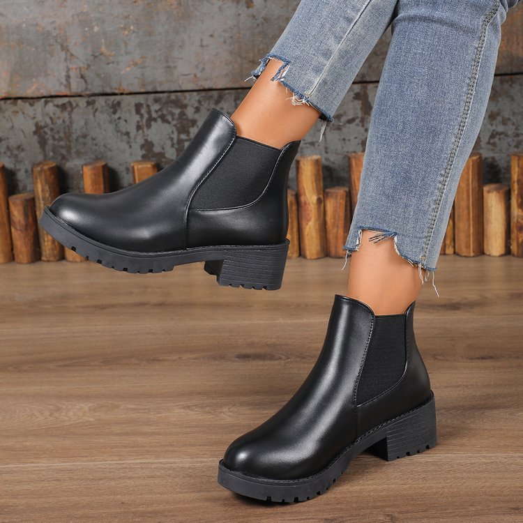Black Chelsea Ankle Boots Women's Chunky Heel Martin Boots foto 4