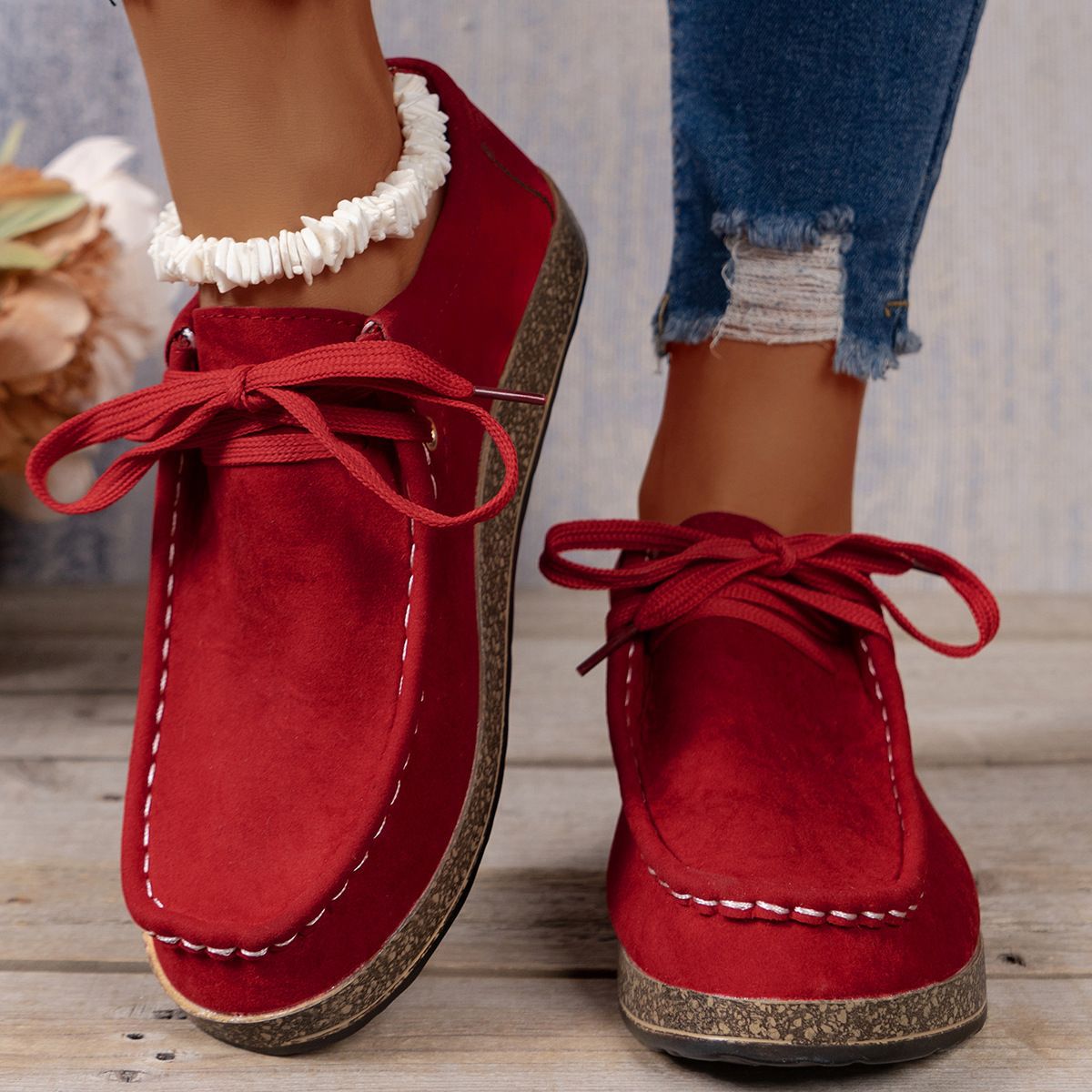 Plus Size Women's Shoes Flat Elastic Band Slip-on Casual Shoes foto 2