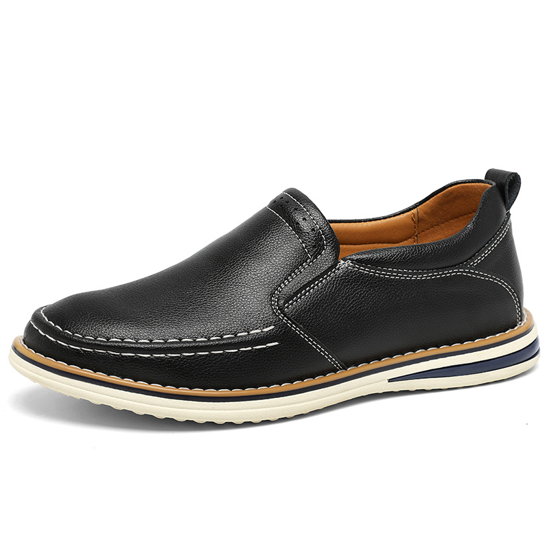 Hand-sewn Casual Leather Slip-on Bean Shoes foto 3