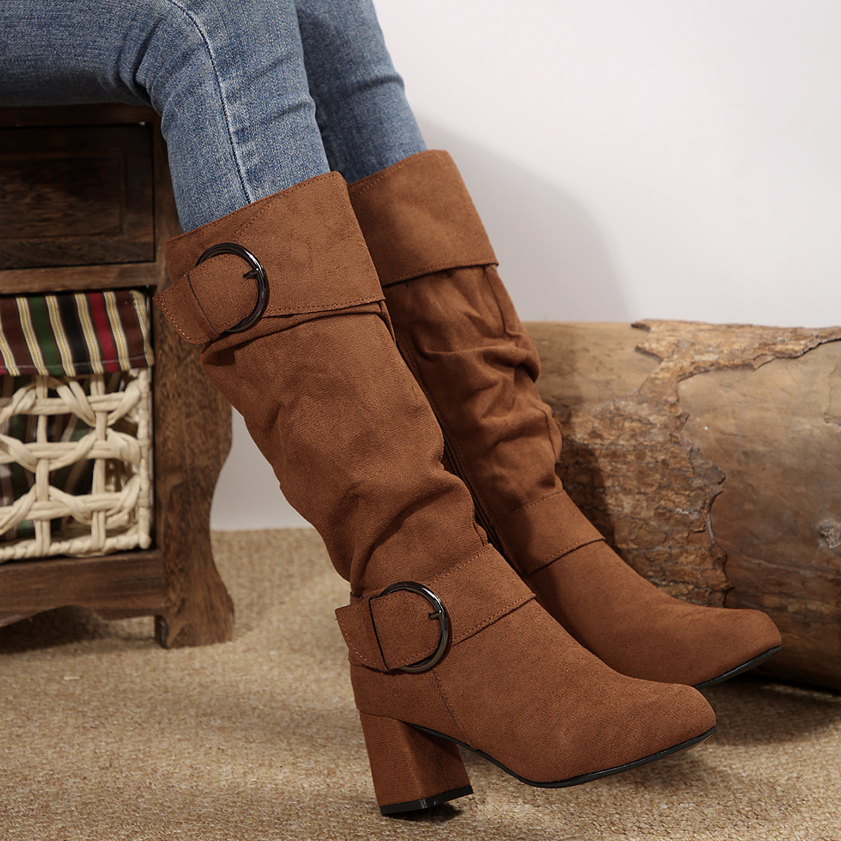 Beltbuckle Chunkyheeled Midcalf Boots foto 4