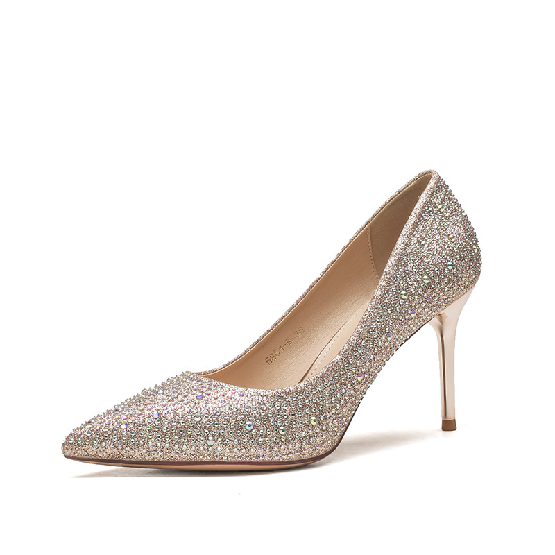Korean Version New Versatile Crystal High Heels foto 4