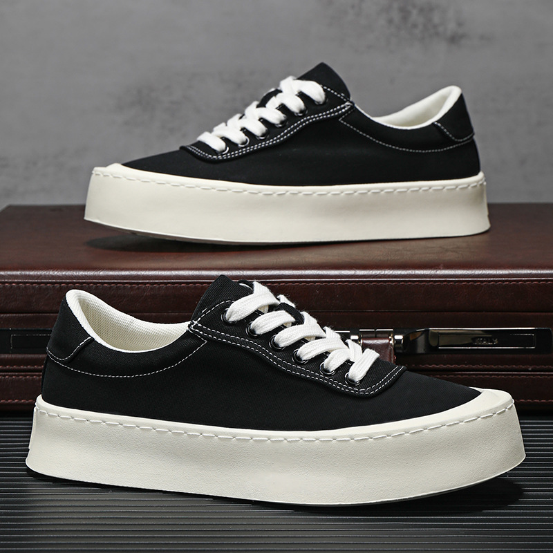 Mens Breathable Canvas Board Shoes With A Height-increasing Sole foto 4