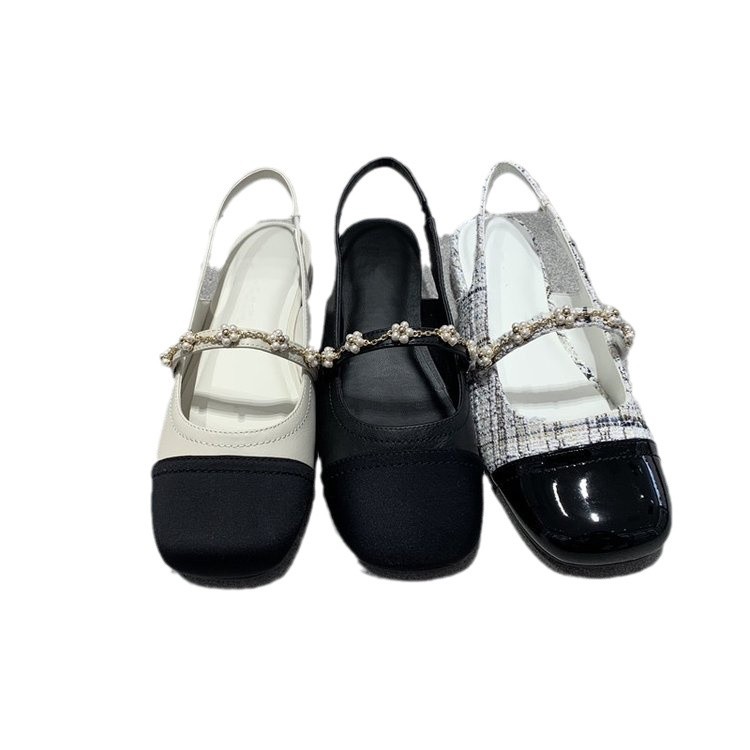 New Flower Square Head Elastic Band Shallow Mouth Flat Bottom Fashion Shoes foto 2