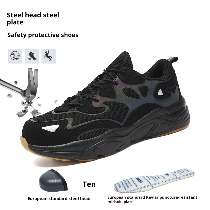 Steel Head Non-slip Soft Bottom Four Seasons Breathable Mesh Shoes foto 4