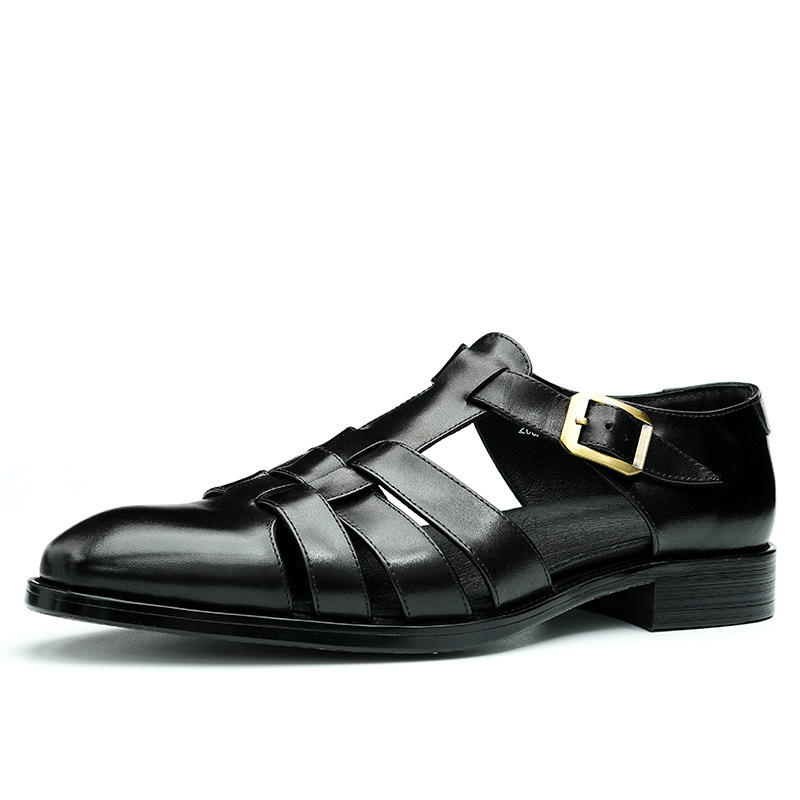 Genuine Leather Retro Fashion Business Summer Breathable Men's Shoes foto 5