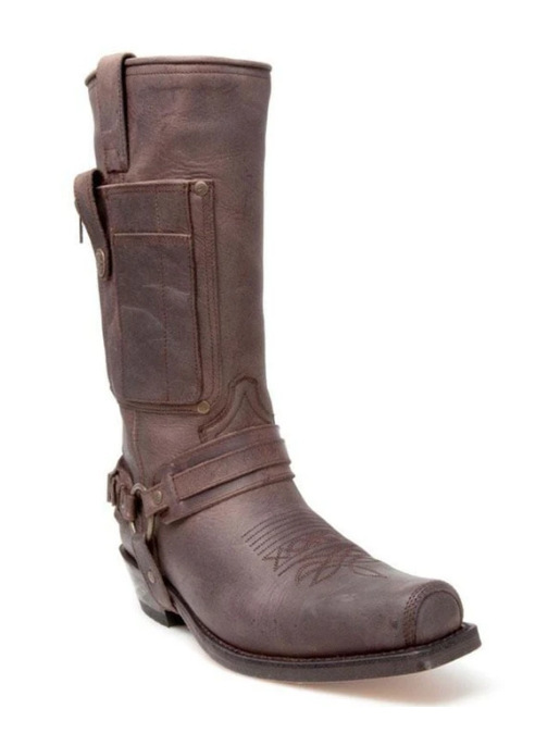 Embroidered Knight High-Heel Leather Mens Boots foto 4