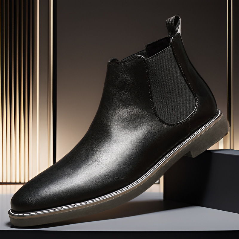 Youth Pointed Ankle Boots Large Size Men's Leather Boots foto 2