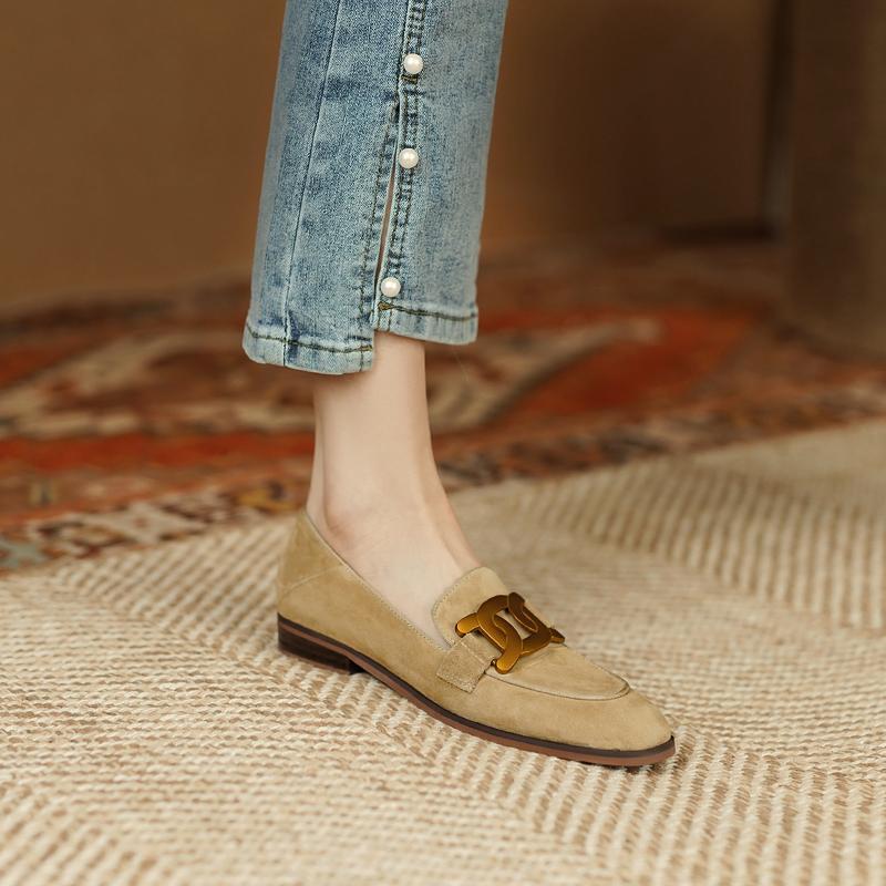 Retro Metal Buckle Slip On Loafer Shoes foto 3