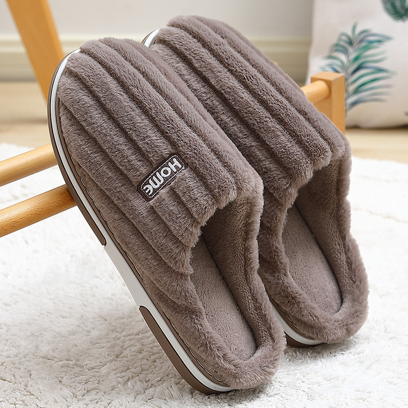 Home Cotton Slippers Women's Winter Plus Size Striped Plush Indoor foto 3