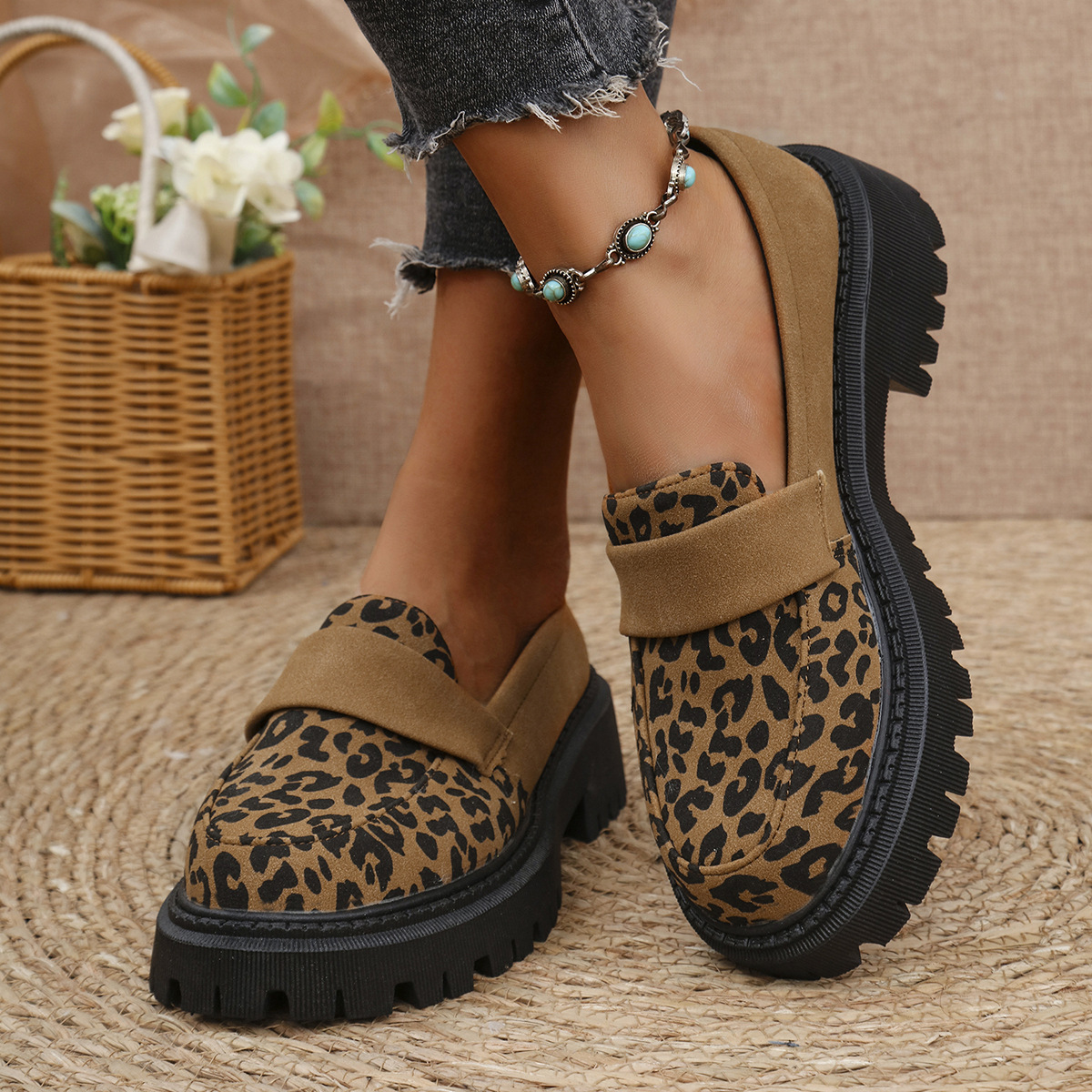 Plus-size Leopard-print Loafers Fall Slip-on Design foto 4