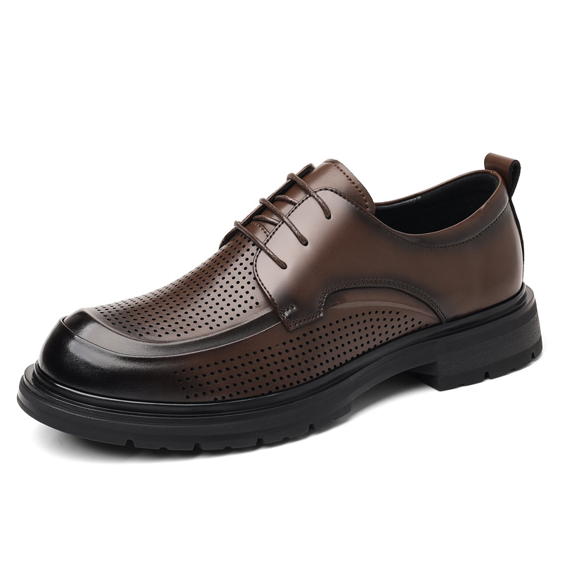 Hollow Leather Shoes Men's Plus Size Low-top Business foto 2