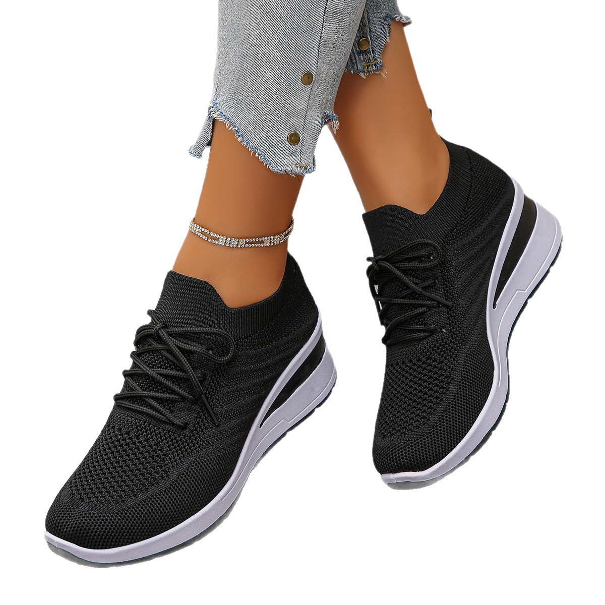 Knitted Breathable Multi-colored Slip-on Casual All-match Flyknit Sneakers foto 4
