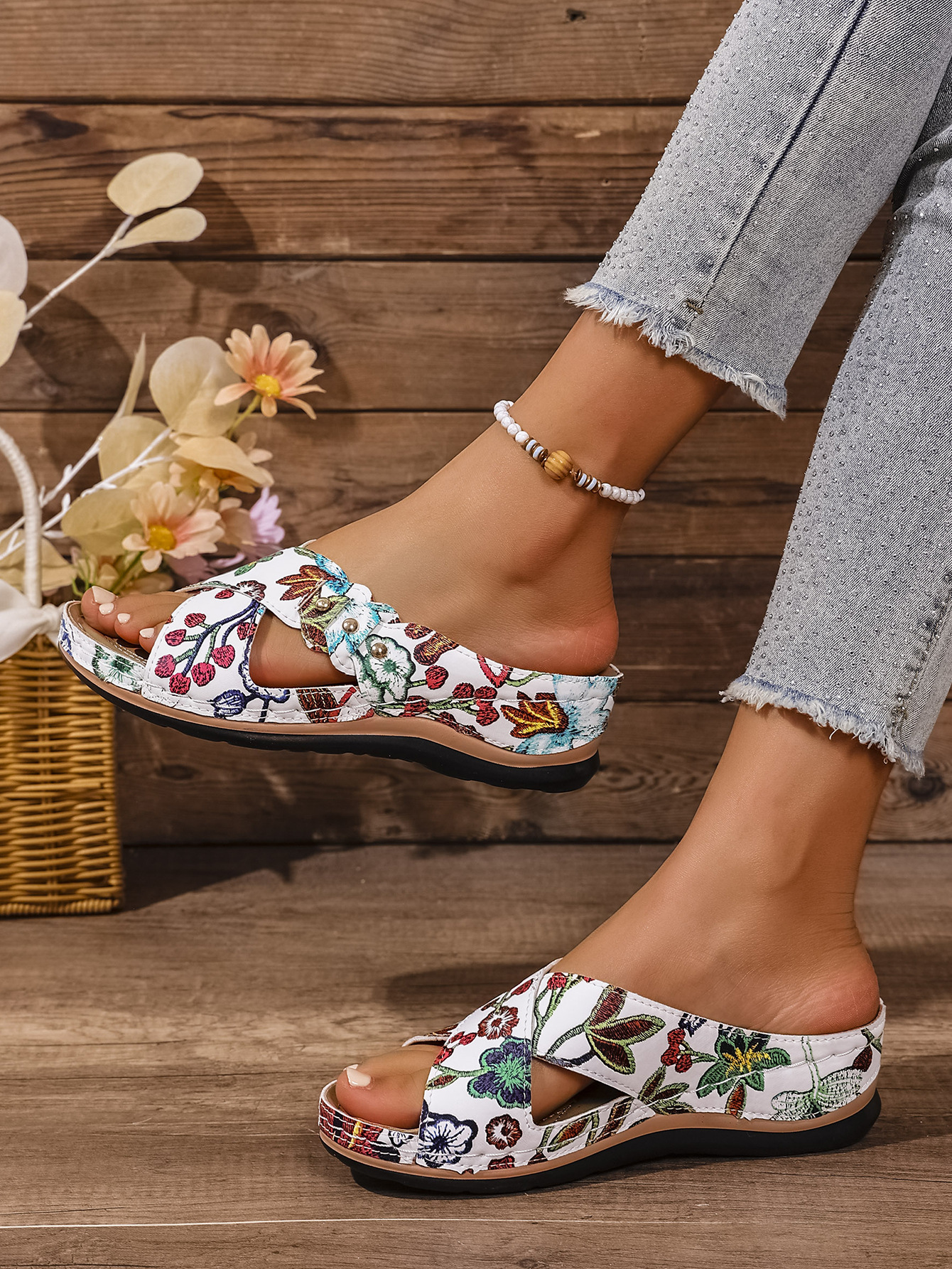 Womens Plus-Size Cross-Strap Soft-Soled Sandals foto 4