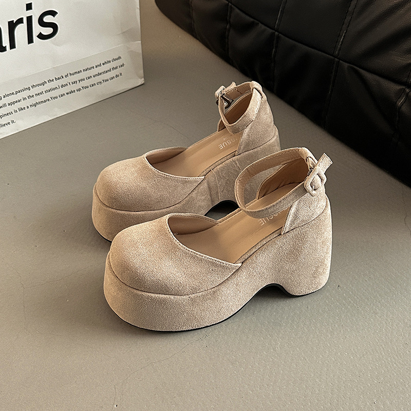 Retro Closed Toe All-match Buckle Women's Thick Heel Shoes Fashion foto 2