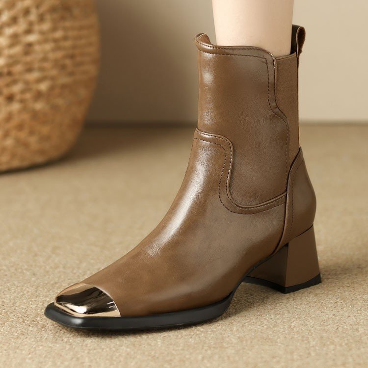 Slimming Martin Boots High Heel Maillard Leather Boots foto 2