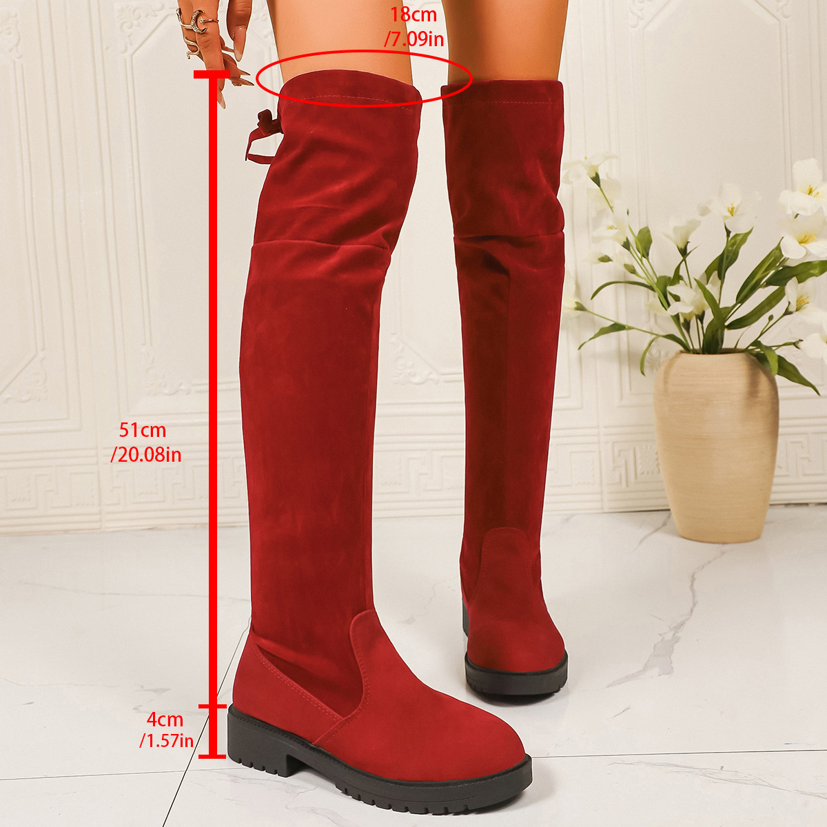 Elastic Thicksoled Solidcolor Fashionable Kneehigh Boots foto 3