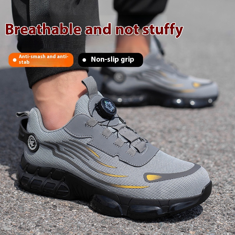 Men's Wear-resistant Workwear Breathable Fly Woven Shoes foto 3