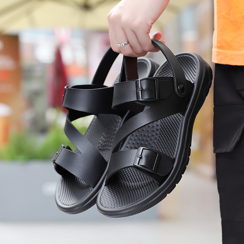 Summer New Sandals Men's Daily Beach Shoes Men's Casual Driving Soft Bottom Non-slip Sandals Breathable foto 2