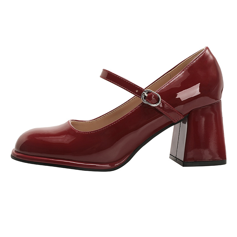 Women's Small Size With Chunky Heel Red Round Toe Large Size foto 5