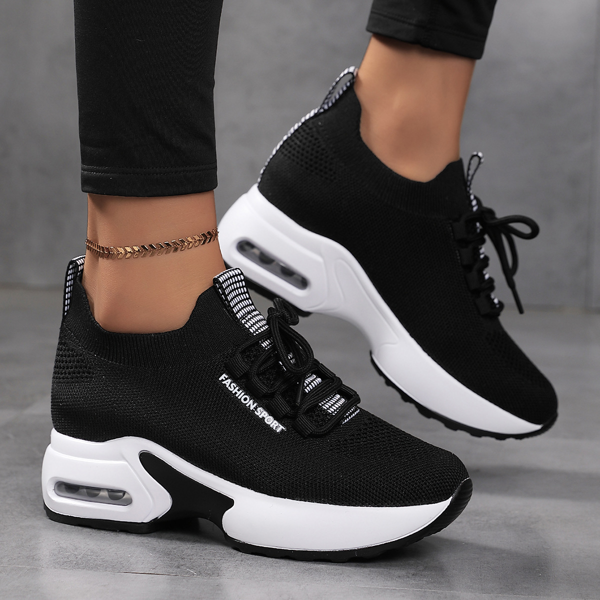 Fly-knit Sneakers Summer Height Increasing Insole Women's Mesh Casual Shoes foto 4
