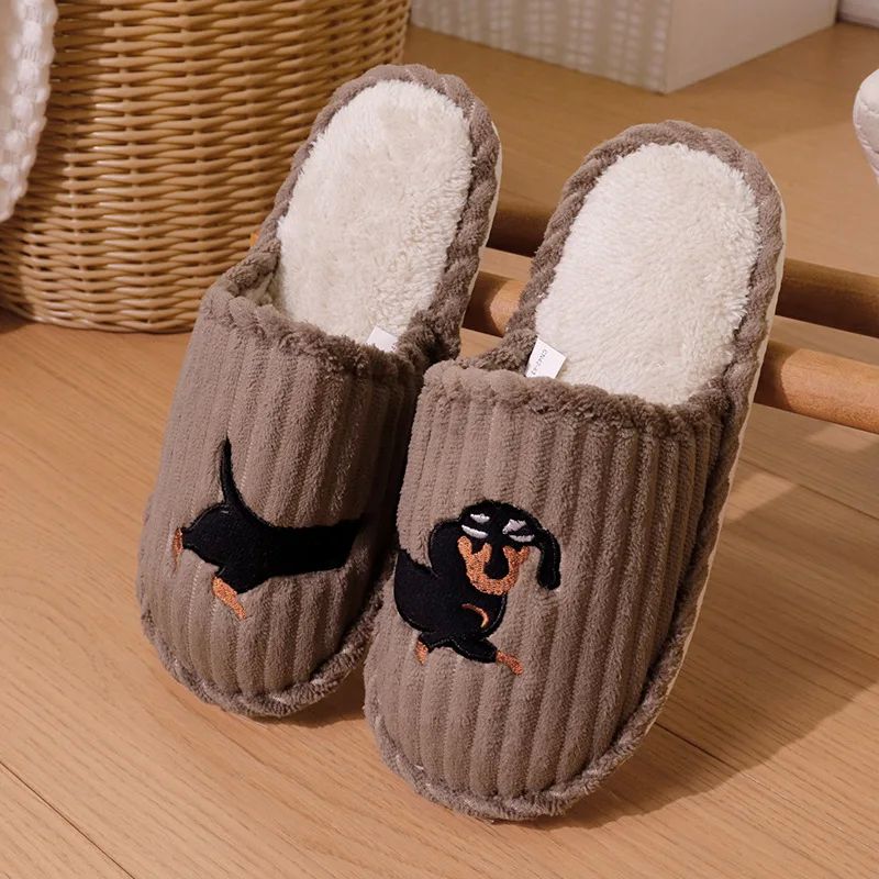 Cartoon Dog Pattern Women's Indoor Slippers Autumn Winter