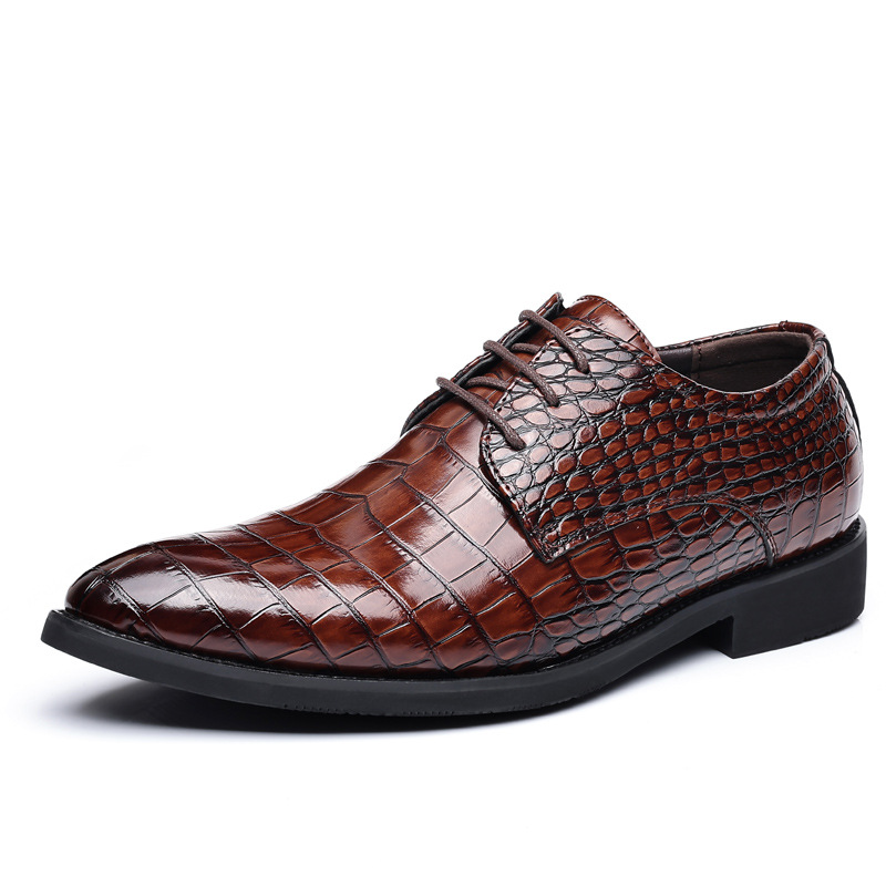 Men's Business Casual Shoes Fish Grain British Leather Shoes foto 4