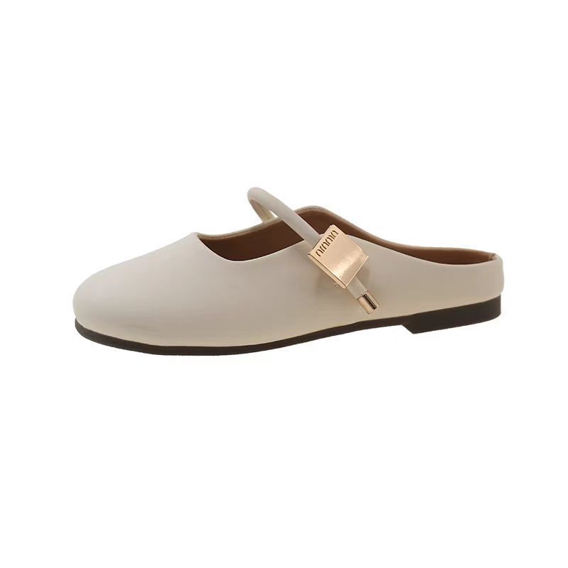 Temperament Wild Square Buckle Toe Cap Semi Slipper Soft Bottom Internet-famous Outdoors Slip-on foto 3