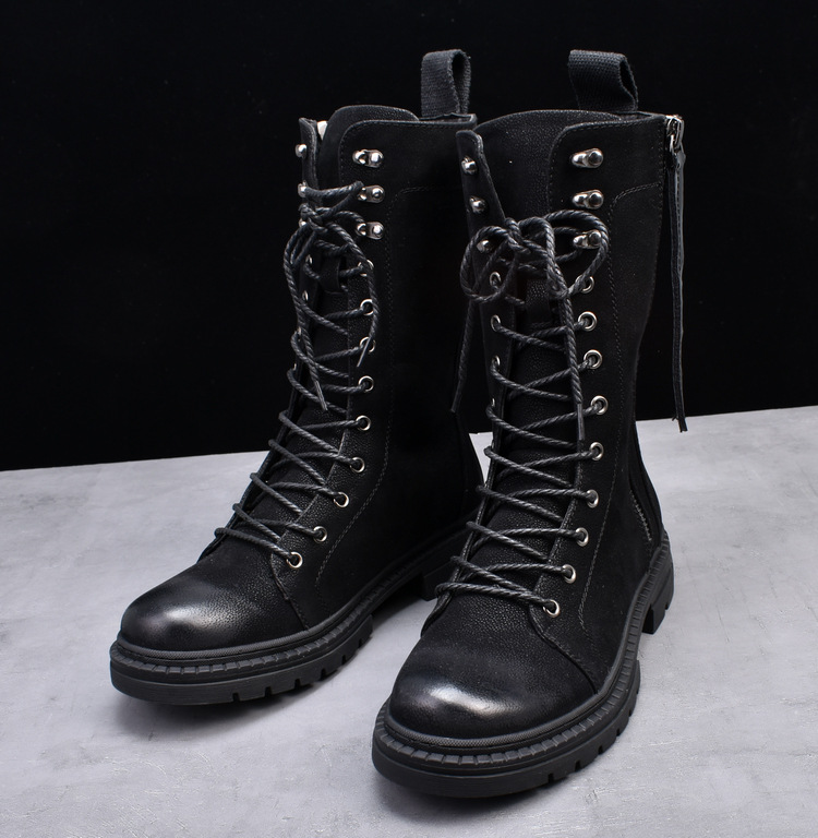 Martin Boots Round Toe Middle Tube Leather Boots Men's Cowboy Boot foto 4