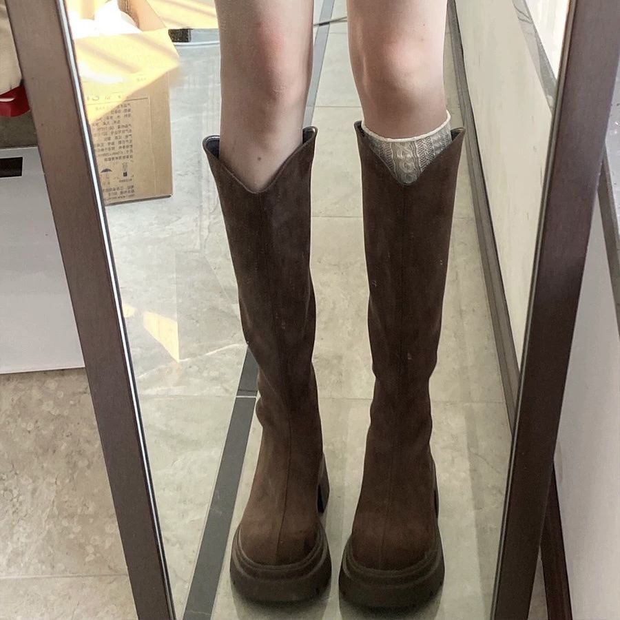 Women's Solid Color Versatile Wide-leg High-elasticity Boots foto 4