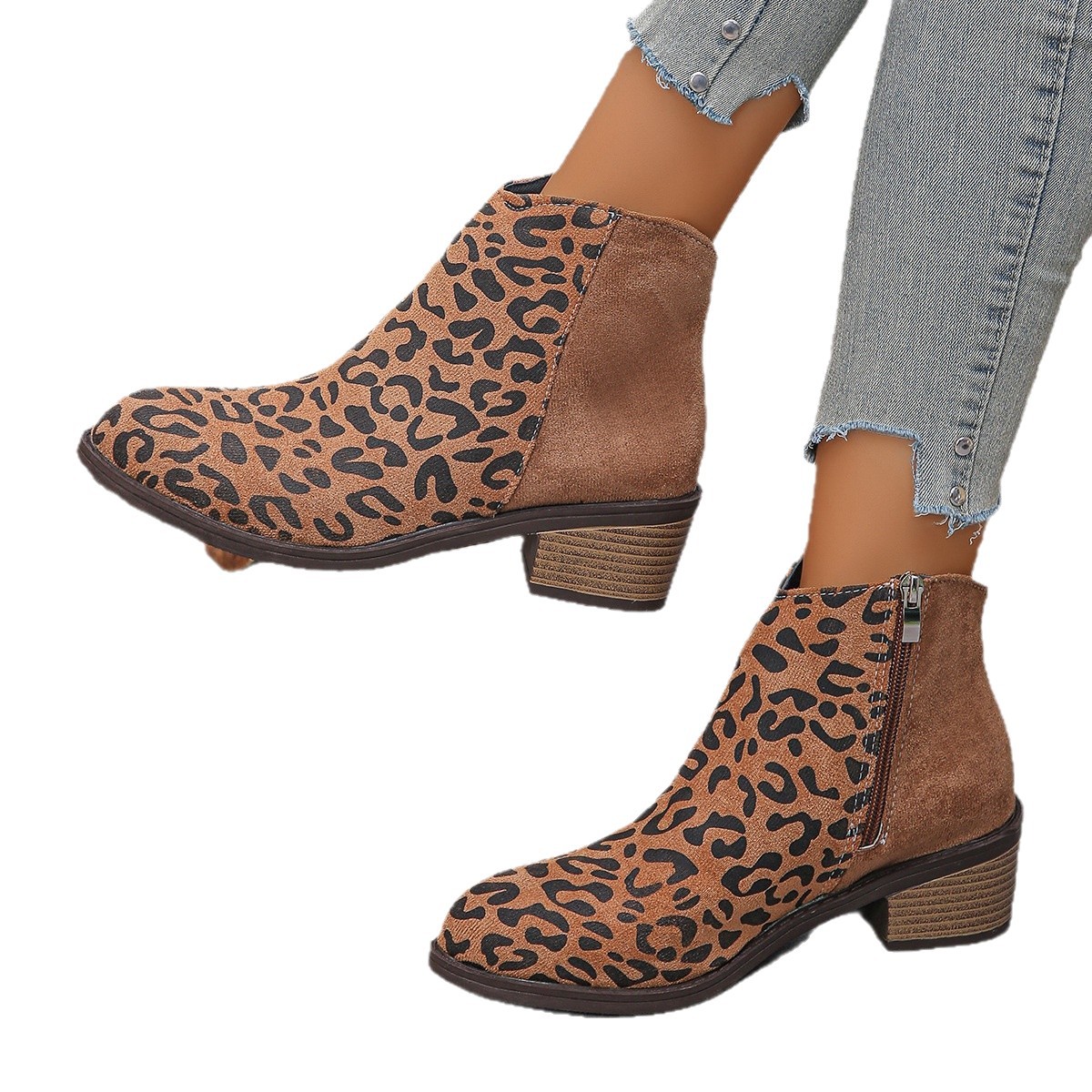 Women's Leopard Print Winter Chelsea Boots foto 5