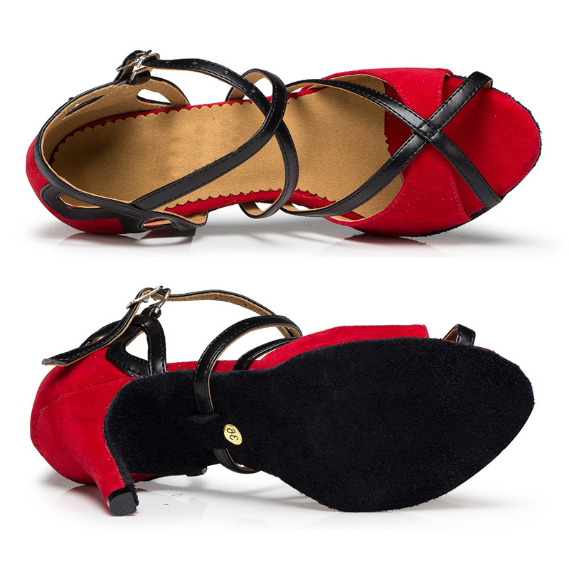 Black Latin Dance Stiletto Heels With Soft Soles For Ballroom Latin Dancing foto 4