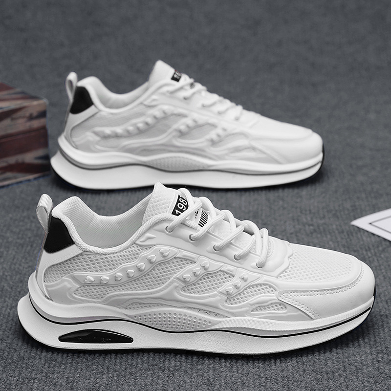 Summer Mens Shoes New Breathable Mesh White Sneakers foto 2