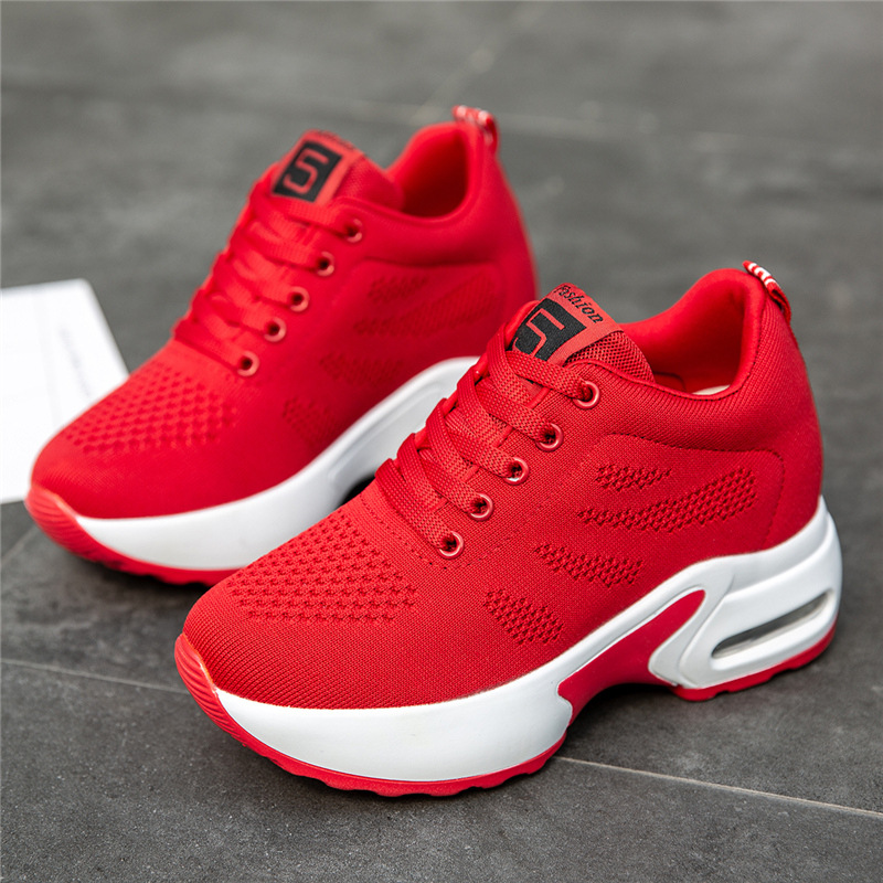 Soft Sole Mesh Breathable Height-increasing Sports Running Platform Casual Shoes foto 2