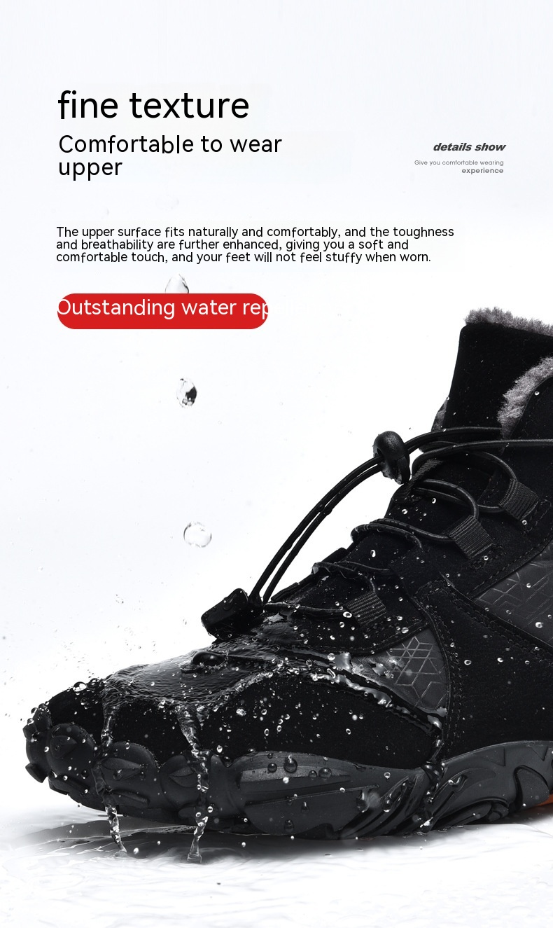 Five-finger Outdoor Sports Fleece-lined Warm Wear-resistant Non-slip Hiking Shoes foto 2