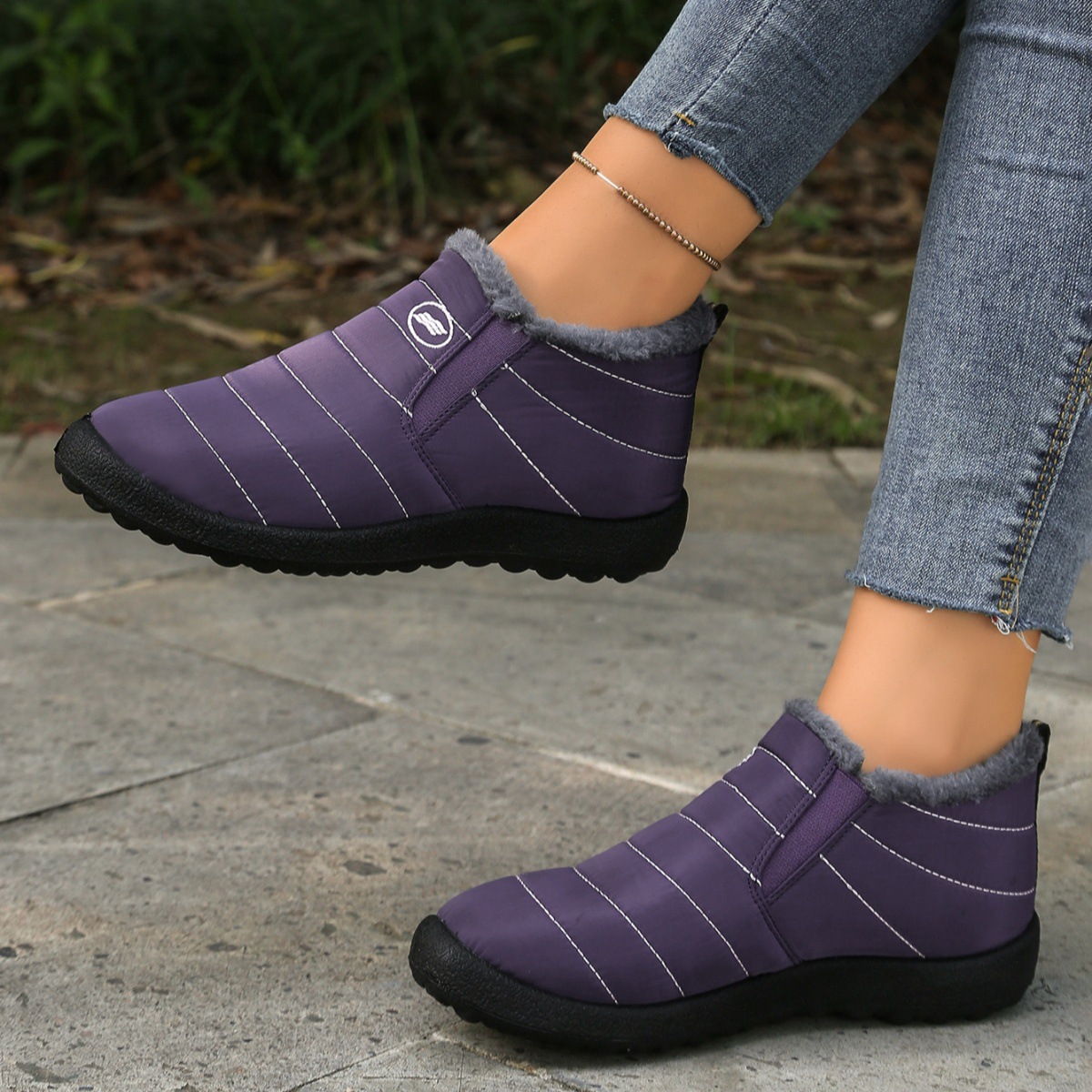 Plus Size Cotton Boots Fleece Lined Padded Warm Keeping Casual Shoes foto 2