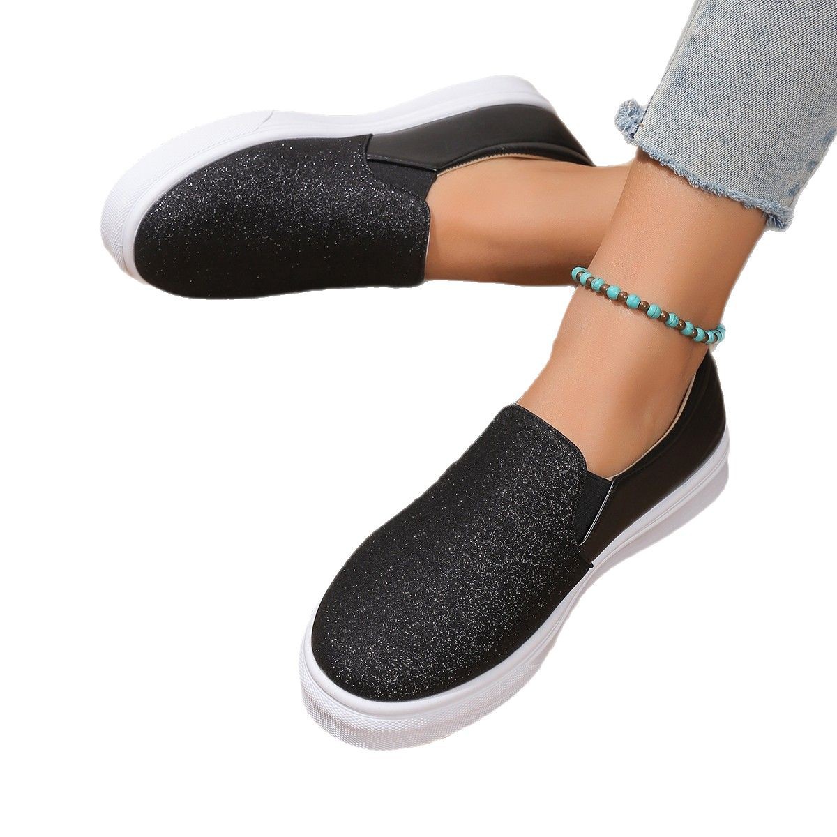 Casual Patchwork Sequin Shallow-mouth Womens Shoes