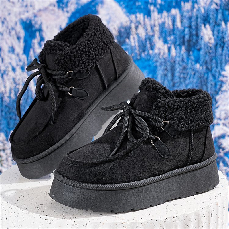 Thick Bottom Fleece-lined Snow Boots Women's Fur Integrated Casual Cotton-padded Shoes foto 2