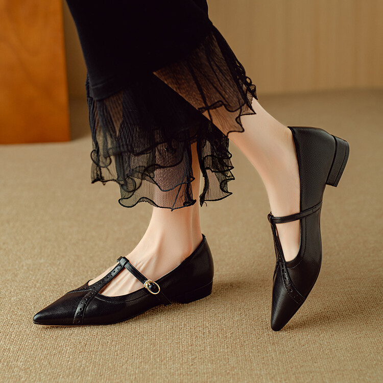 Brown Pointed Low-cut Flat Shoes Soft Bottom Comfortable Shoes With Skirt foto 2