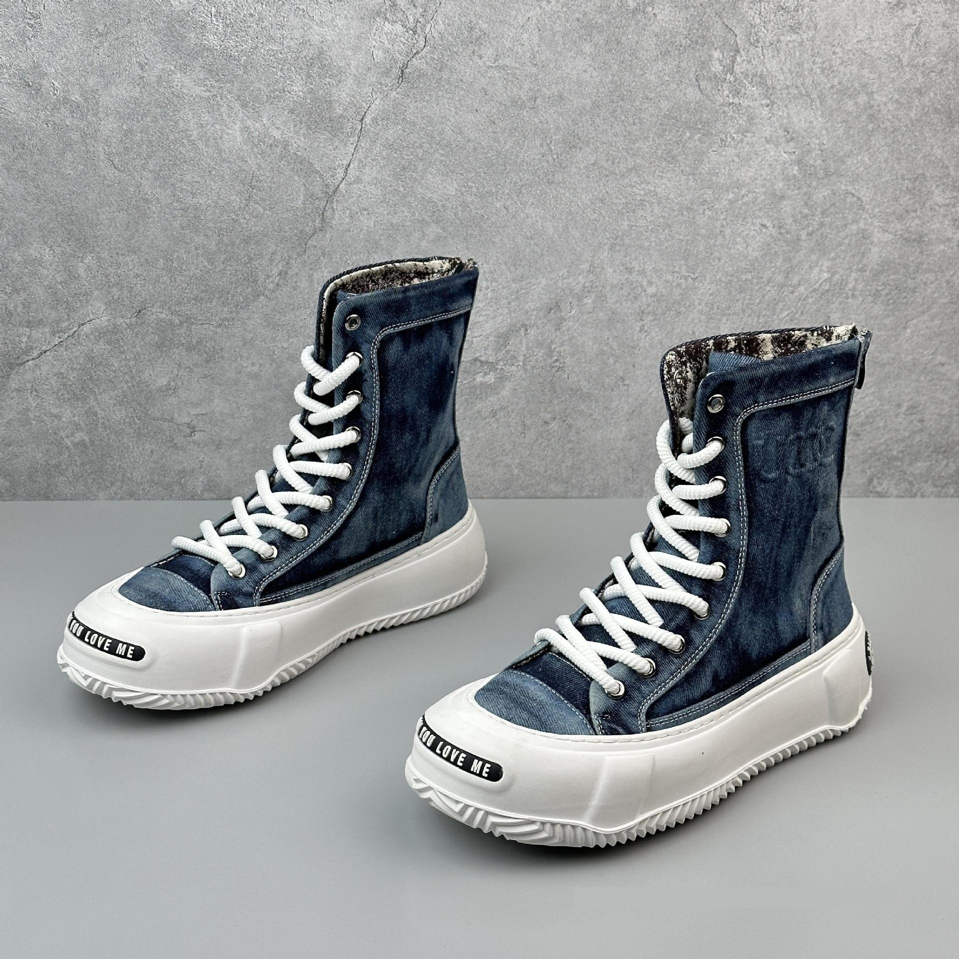High-top Canvas Boots Fashionable All-match Fashion Boots Men foto 2
