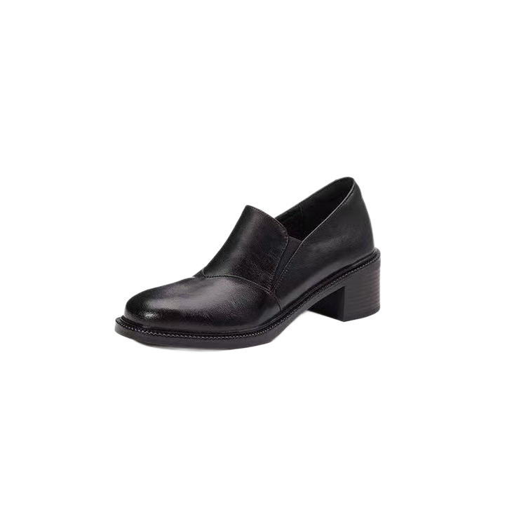 Chunky-heeled Non-slip Soft Leather Pumps Slip-on Loafers foto 4