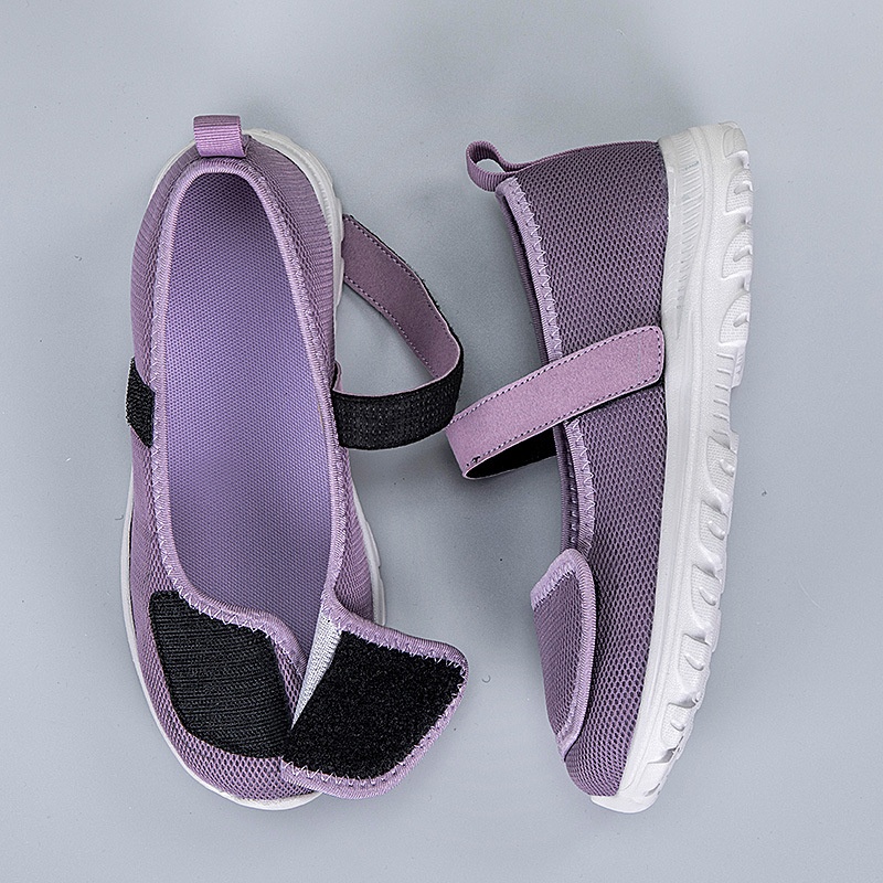 Widen-toe Granny Shoes With Mesh For Summer