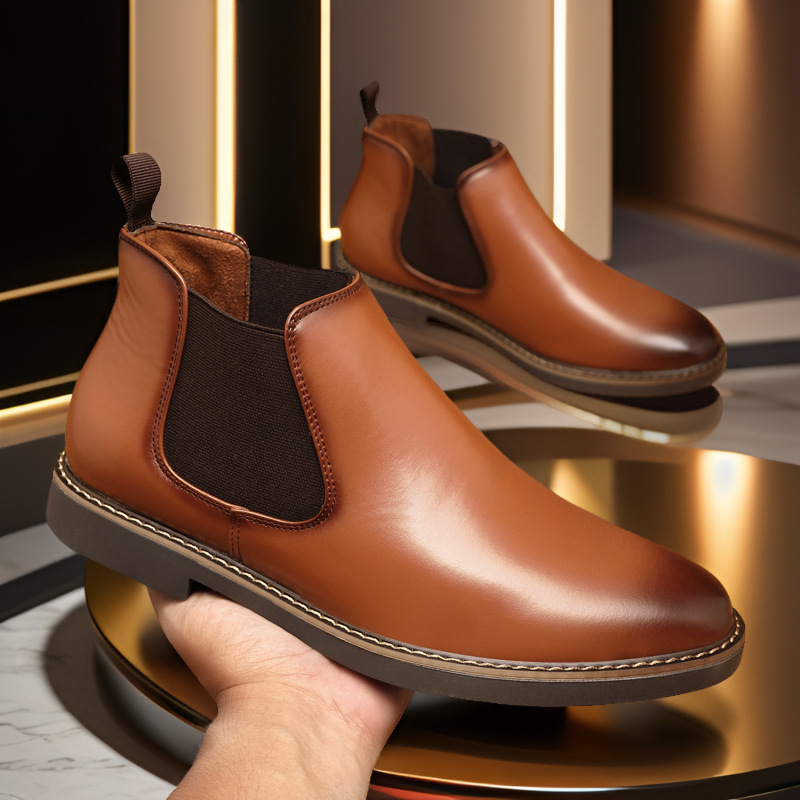 Men's Boots Plus Size British Style Leather Boots Youth All-matching foto 5